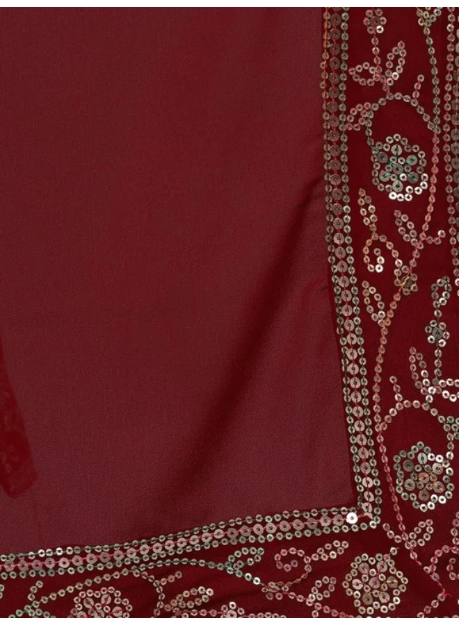 AKS Maroon Sequence Work Kurta With Solid Sharara & Dupatta