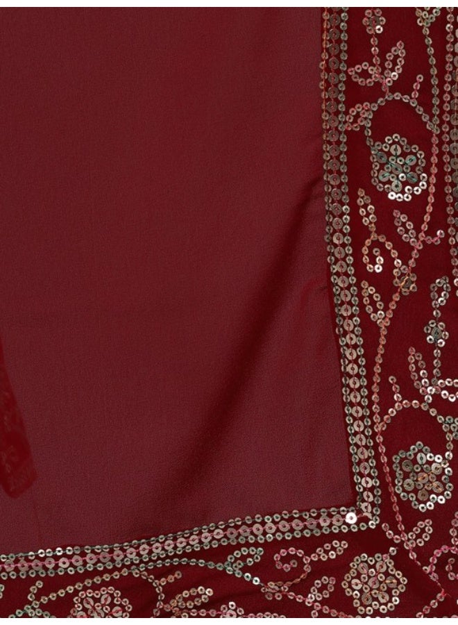 AKS Maroon Sequence Work Kurta With Solid Sharara & Dupatta - Image 3