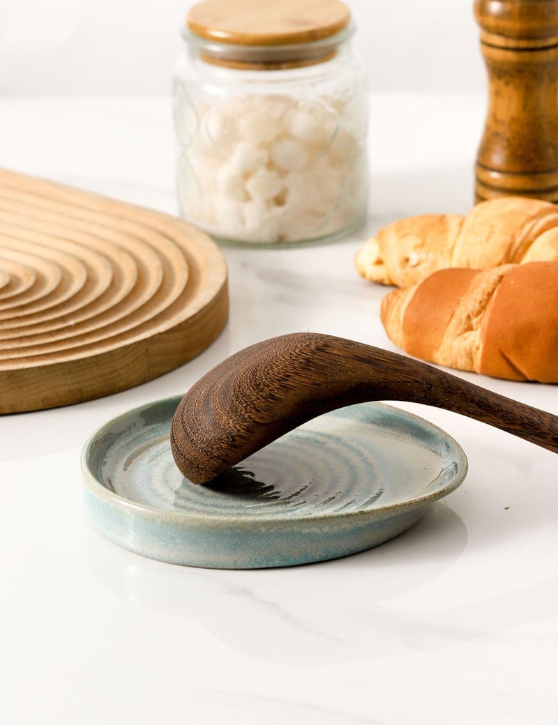 Seyatoo Ceramic Spoon Rest For Stove Top  Spoon Holder For Kitchen Counter  Farmhouse Cooking Utensil Holder For Spoons  Ladles  Spatula  Lake Blue - Image 5