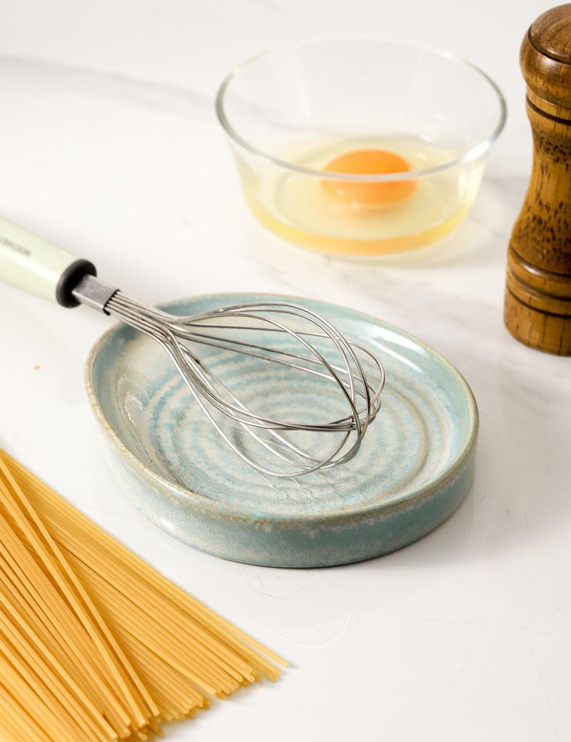 Seyatoo Ceramic Spoon Rest For Stove Top  Spoon Holder For Kitchen Counter  Farmhouse Cooking Utensil Holder For Spoons  Ladles  Spatula  Lake Blue - Image 4