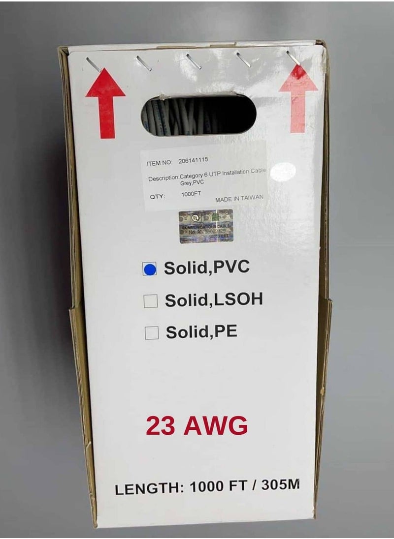Premium Line - Premium Line Cat 6 U/UTP Installation cable, 23 AWG, 305M Roll, PVC, Grey, 206141115 - Image 1