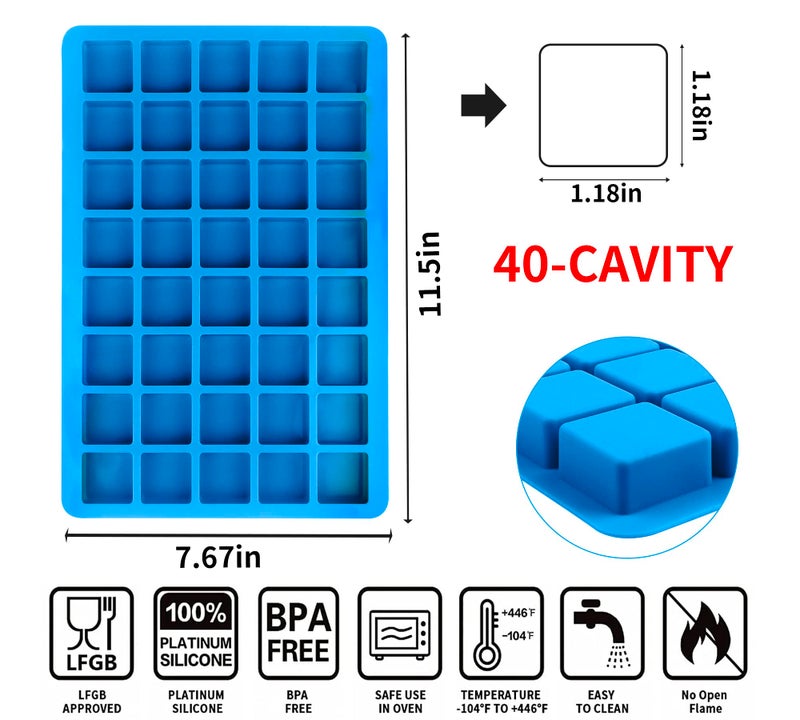 Sidosir 3Pcs Square Caramel Candy Mold Silicone, 40-Cavity Gummy Silicone Molds for Fat Bombs, Chocolate Truffles Mold for Hard Candy, Ice Cube - Image 2