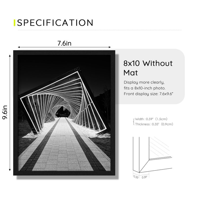 Picrit 8x10 Picture Frame Set of 12, Wall Gallery Photo Frames without Mat, Multi Photo Display for Home Decor, Black - Image 3