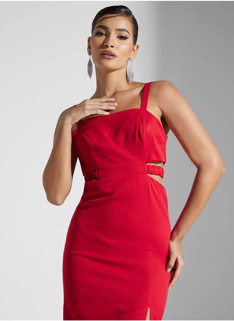 Golden Apple Square Neck Side Slit Dress