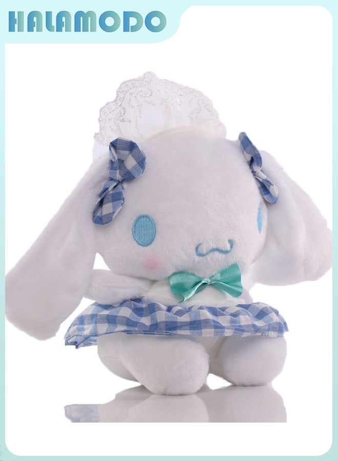 HALAMODO Adorable Plush Rabbit in a Long-haired Blue Checkered Skirt - 20cm, A Perfect Birthday Gift for Girls and Ideal Bedroom & Living Room Decorative Doll  - Image 2