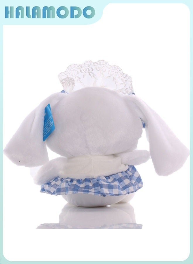 HALAMODO Adorable Plush Rabbit in a Long-haired Blue Checkered Skirt - 20cm, A Perfect Birthday Gift for Girls and Ideal Bedroom & Living Room Decorative Doll  - Image 4