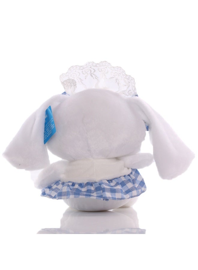 HALAMODO Adorable Plush Rabbit in a Long-haired Blue Checkered Skirt - 20cm, A Perfect Birthday Gift for Girls and Ideal Bedroom & Living Room Decorative Doll - Image 4