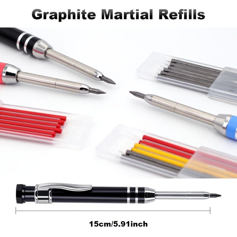 2 Blue Mechanical Carpentry Pencils With 2 8Mm Long Nose Drill Tips And Built In Sharpeners Multifunctional Deep Hole Marking Pens For Construction Woodworking Drawing And Architects - Image 3