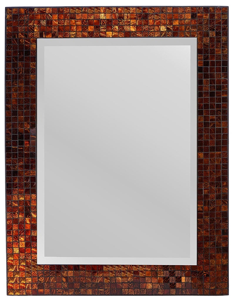 Lulu Decor Lulu Decor Decorative Handmade Amber Rectangle Mosaic Beveled Wall Mirror Frame Measures 31 x 235 Beveled Mirror Measures 24 x 155 Perfect for Housewarming Gift LP307 
