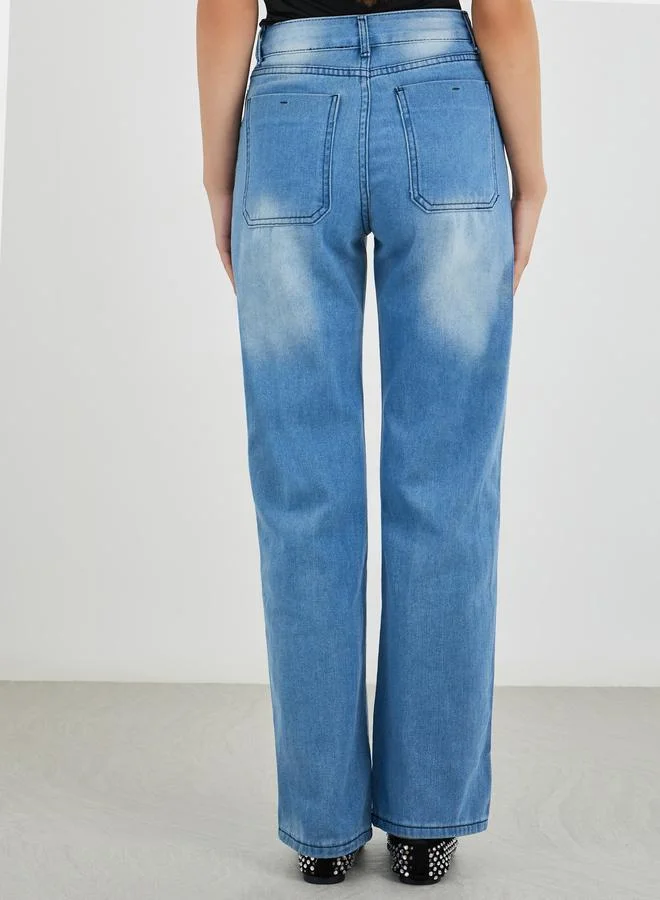 Take Two Take Two Women Blue Mid Rise Faded Loose Fit Jeans