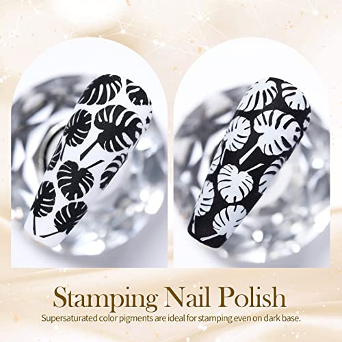 BORN PRETTY Nail Art Stamping Polish White Black Manicure Image Stamp Polish Set Print Polish Varnish 2 Bottles 10ml 034fl oz - Image 5