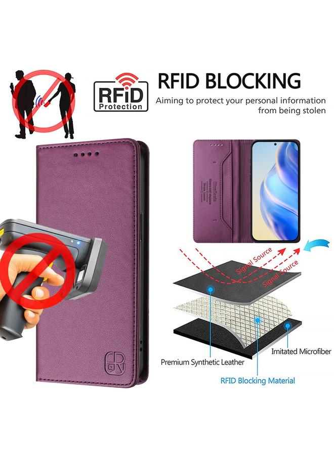 S-TOP Case For Oukitel C38 RC01 Dual-Folded Magnetic Suction RFID Leather Phone Case - Image 5