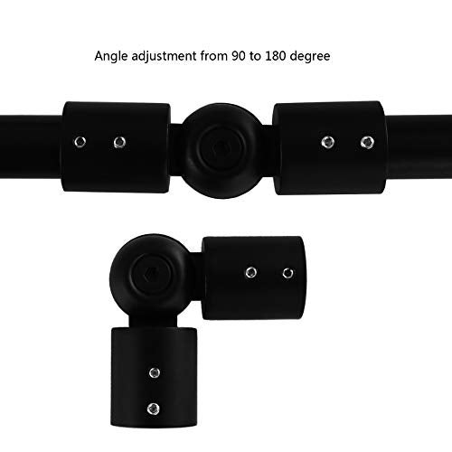 Elifel Window Corner Curtain Rod Connector Set of 2, Adjustable Curtains Rods Connector For Bay Windows Blinds With 3/4 inch Black Color - Image 4