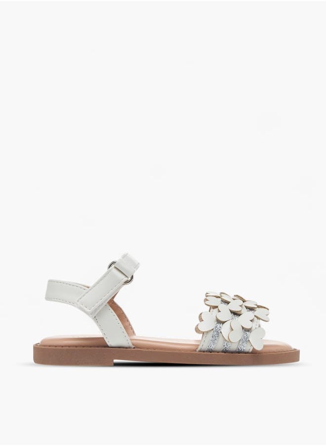 Flora Bella By Shoexpress Girls Textured Strap Sandals With Hook & Loop Closure  - Image 1