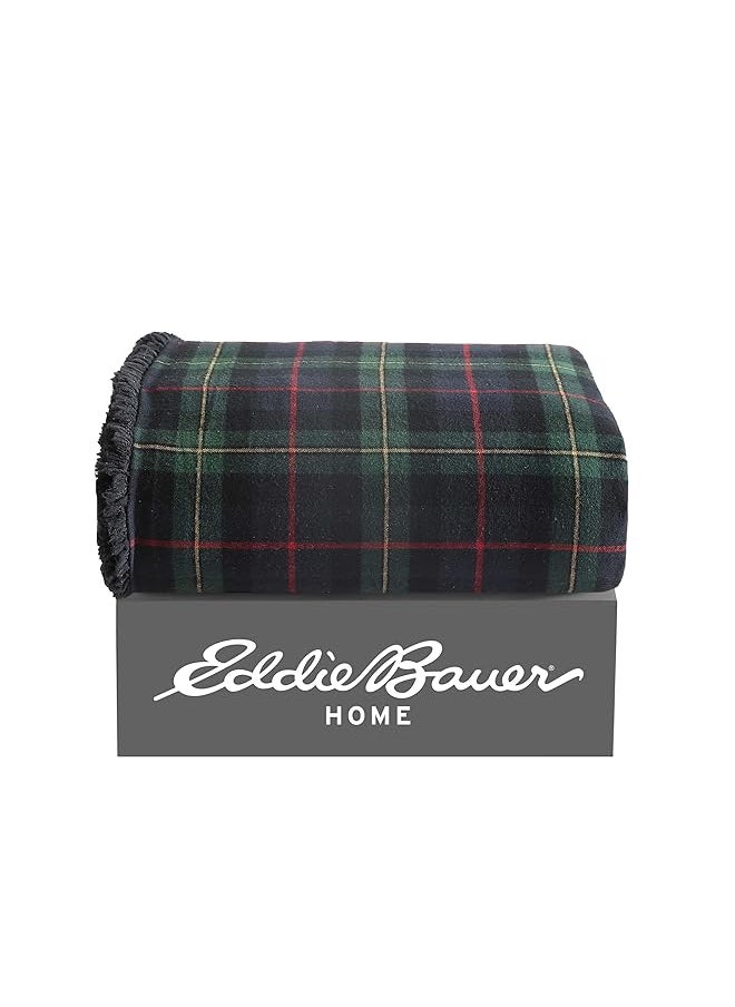 Eddie Bauer Throw Blanket Super Soft Reversible Cotton Flannel Sherpa Bedding Ideal And White Elephant Gifts Cozy Plaid Throw Blankets For Couch Pine Tartan Throw  - Image 5