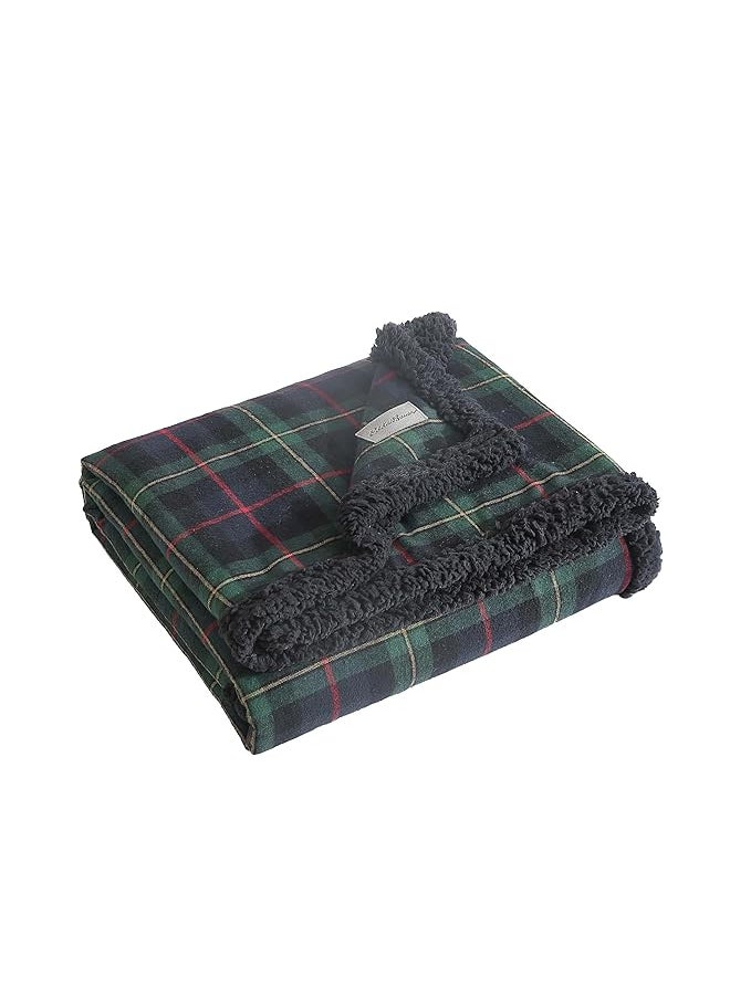 Eddie Bauer Throw Blanket Super Soft Reversible Cotton Flannel Sherpa Bedding Ideal And White Elephant Gifts Cozy Plaid Throw Blankets For Couch Pine Tartan Throw  - Image 3