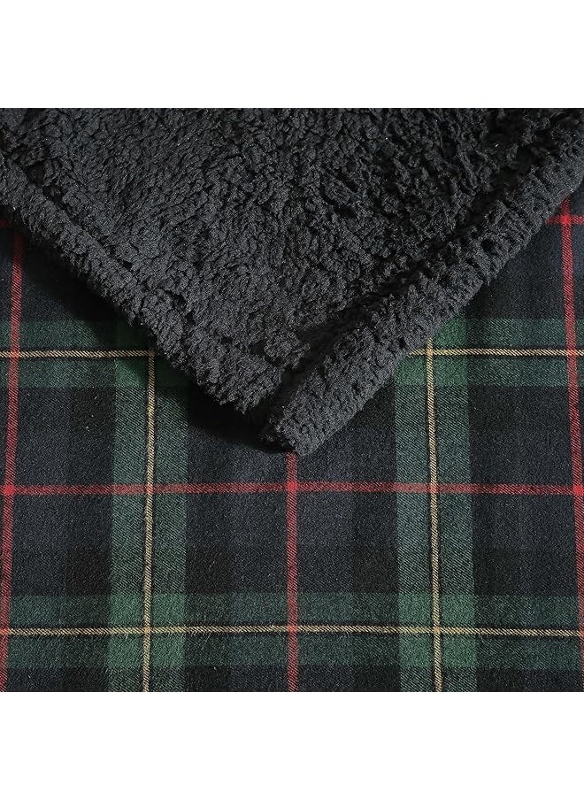 Eddie Bauer Throw Blanket Super Soft Reversible Cotton Flannel Sherpa Bedding Ideal And White Elephant Gifts Cozy Plaid Throw Blankets For Couch Pine Tartan Throw  - Image 4
