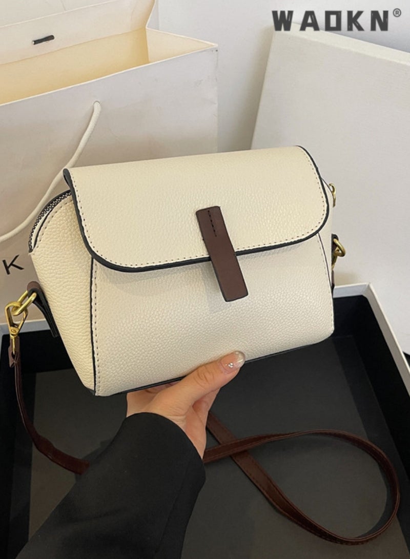 WAOKN Women's New Fashion Bags Soft Leather Simple Classic Crossbody Bag Double Layer Compartment Magnetic Closure Handbag Shell Bag for Ladies Fashion Purses Multi Pockets Everyday Purse and Handbags - Image 1