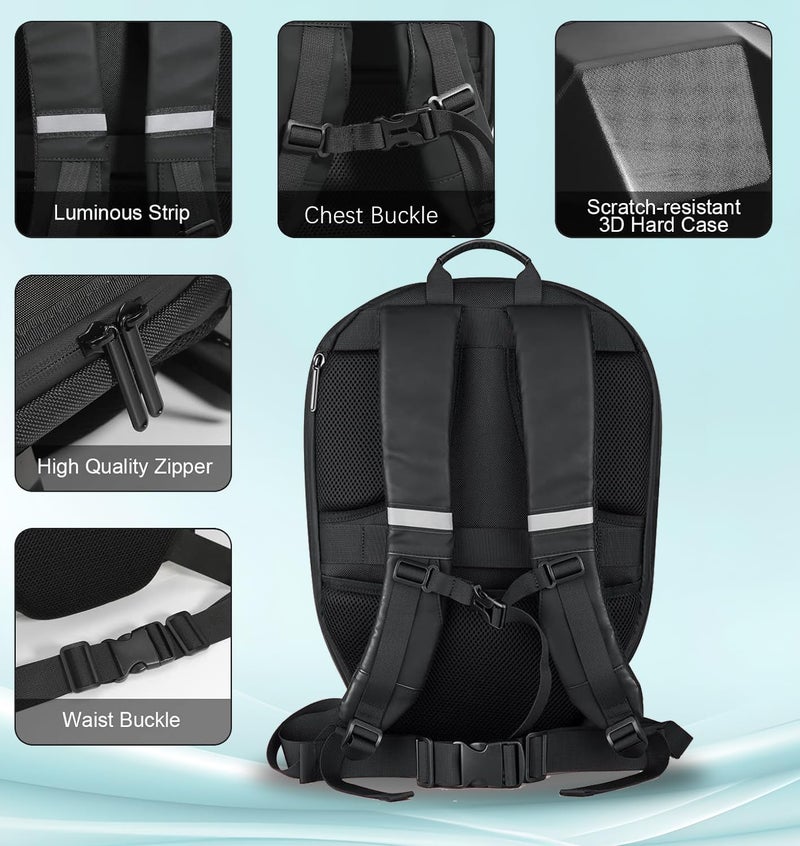 Crelander حقيبة ظهر كريلاندر LED فارس، حقيبة ظهر دراجة نارية مقاومة للماء بحجم 19 بوصة مع شاشة ملونة قابلة للبرمجة، حقيبة خوذة صلبة بسعة كبيرة، حقيبة سفر للكمبيوتر المحمول للاستخدام في ركوب الدراجات والتخييم - Image 5