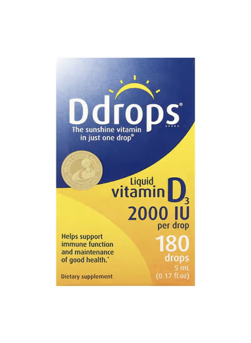 Ddrops Liquid Vitamin D3, 2,000 IU, 0.17 fl oz (5 ml)