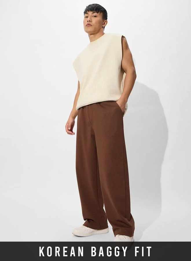 The Souled Store Men Relaxed Fit Brown Sweatpants