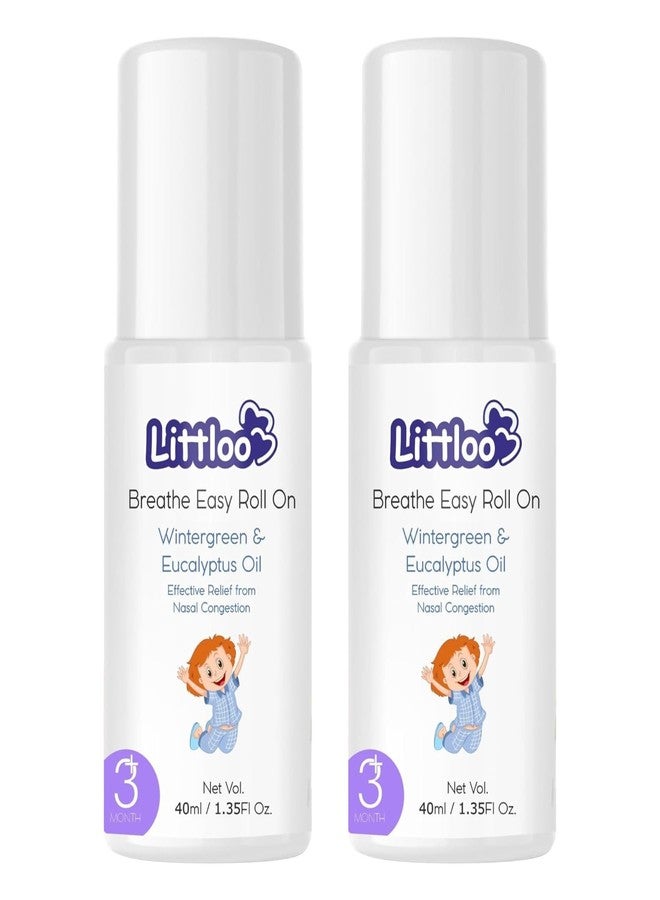 Littloo Breathe Easy Roll-On for Kids | Relieves Cold and Nasal Congestion | Enriched With Gandhapura and Eucalyptus Oil - 40ml (Pack of 2)