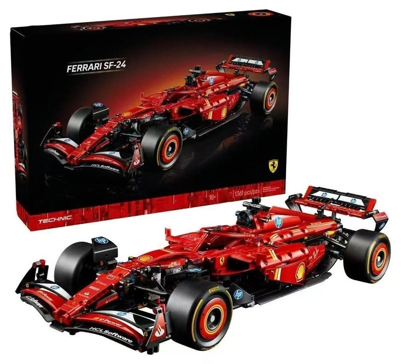 لعبة سيارة سباق فيراري SF-24 F1 من سبيد تشامبيونز مع مجسم صغير لسائق فورمولا 1 قابل للتجميع - مجموعات نماذج للأولاد والبنات بعمر 10 سنوات فما فوق أو لعشاق رياضة السيارات البالغين 77242
