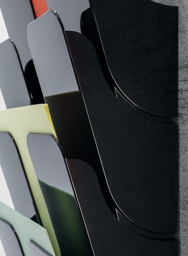 Durable Wall File Rack | 6-Section Wall Mount File Organizer for A4 Portrait Documents, Space-Saving Reception & Office Display, Extendable, German Quality - Image 3