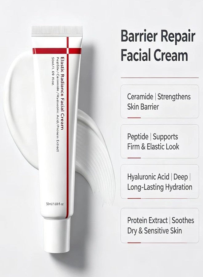 TWLBXMG Elastic Radiance Facial Cream, Hydrating & Firming Moisturizer with Peptide, Ceramide & Hyaluronic Acid, to Reduce Fine Lines & Dark Spots, Brighten Skin Tone, Boost Hydration & Elasticity, 50ml - Image 2
