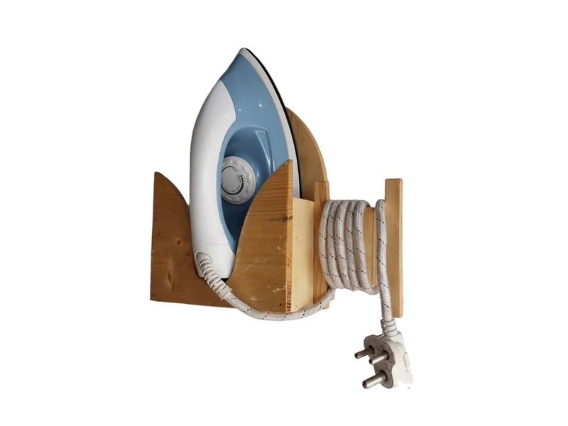 Glitz Wooden Iron Press Holder Solid Wood Press Machine Holder Rack for Laundry and Home - Image 1