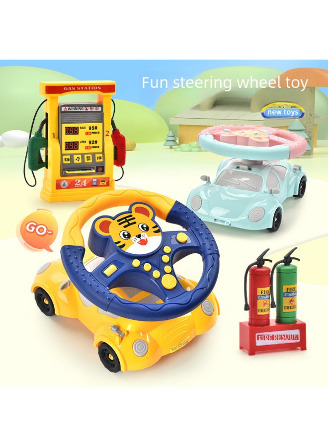 Children's Simulation Car Gas Station Toy Educational Credit Card Voice Prompt Intelligent Counting Refueling Play House Toy-Color:Simulation Blue Steering Wheel Car (Chinese) - Image 4