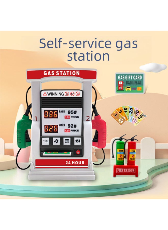 Children's Simulation Car Gas Station Toy Educational Credit Card Voice Prompt Intelligent Counting Refueling Play House Toy-Color:Simulation Blue Steering Wheel Car (Chinese) - Image 2