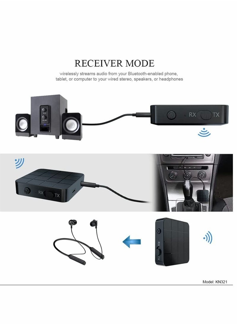 Generic - Bluetooth 5.0 Audio Transmitter Receiver Adapter, 2-in-1 Wireless 3.5mm Audio Adapter, APTX Low Latency Stereo Audio Adapter for Home Sound System TV PC Tablet Speaker Headphone, 1 Pcs - Image 1