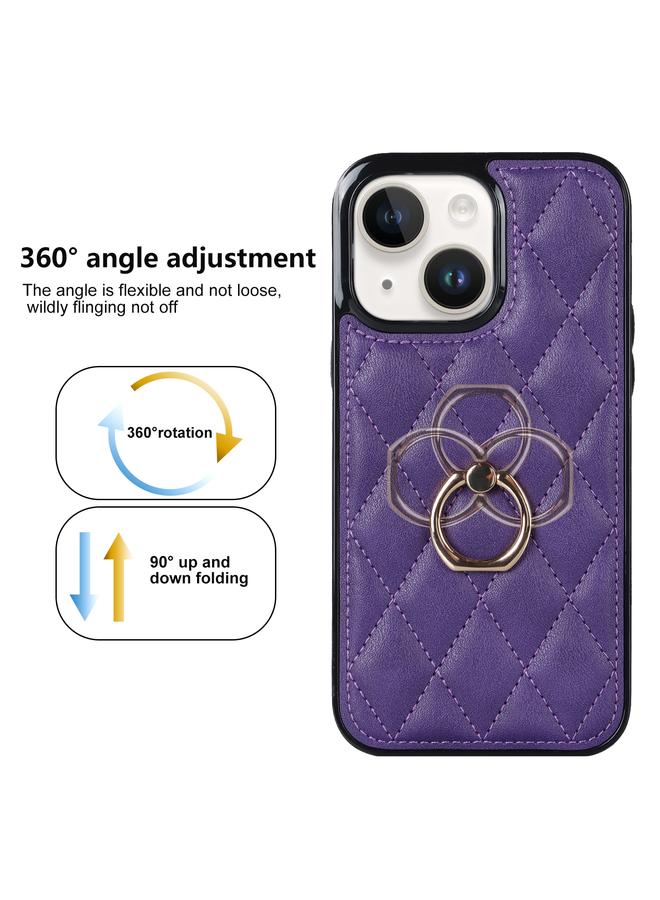 Zaboon Case For iPhone 13 mini Rhombic PU Leather Phone Case with Ring Holder - Image 2