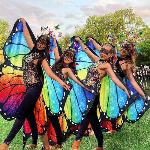 D.Q.Z Double Sided Women Butterfly Wings Costumes for Adults Fairy Ladies Festival Halloween Dress UP Party (Brilliant Rainbow) - Image 3