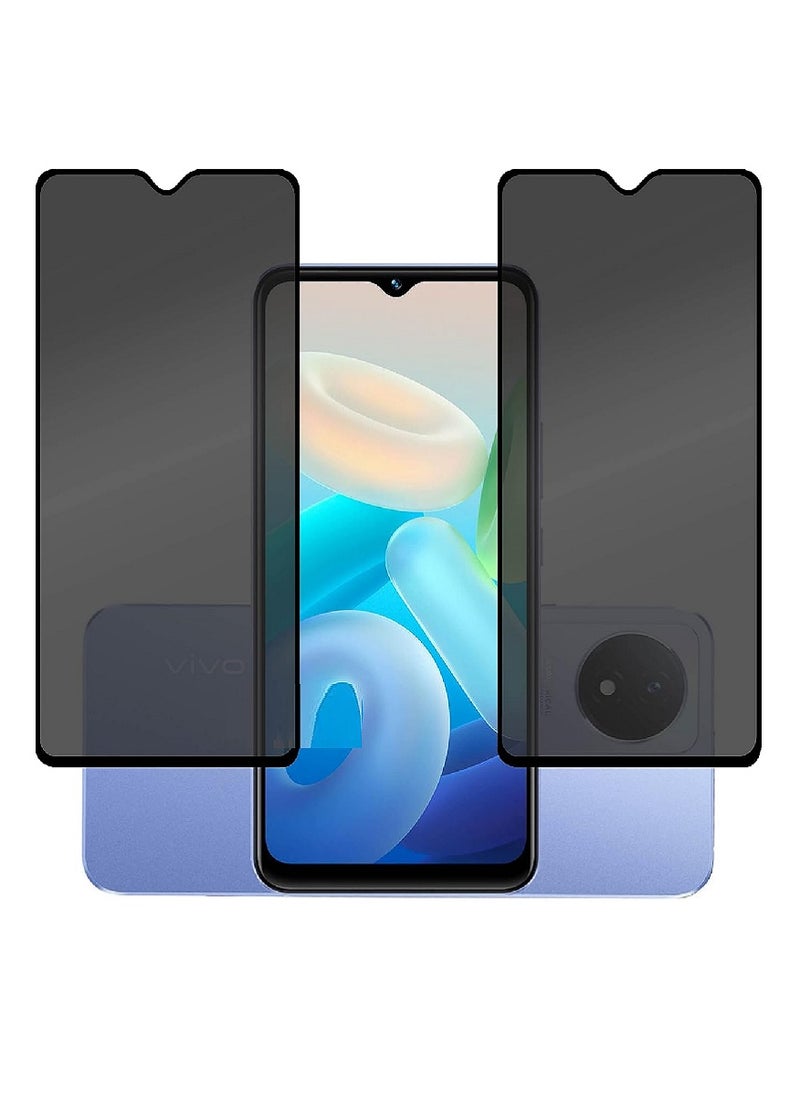 we3 2 Pieces Tempered Glass Screen Protector Anti-Spy Privacy Designed For vivo Y02s Full Screen Coverage And Bubble Free  - Image 1