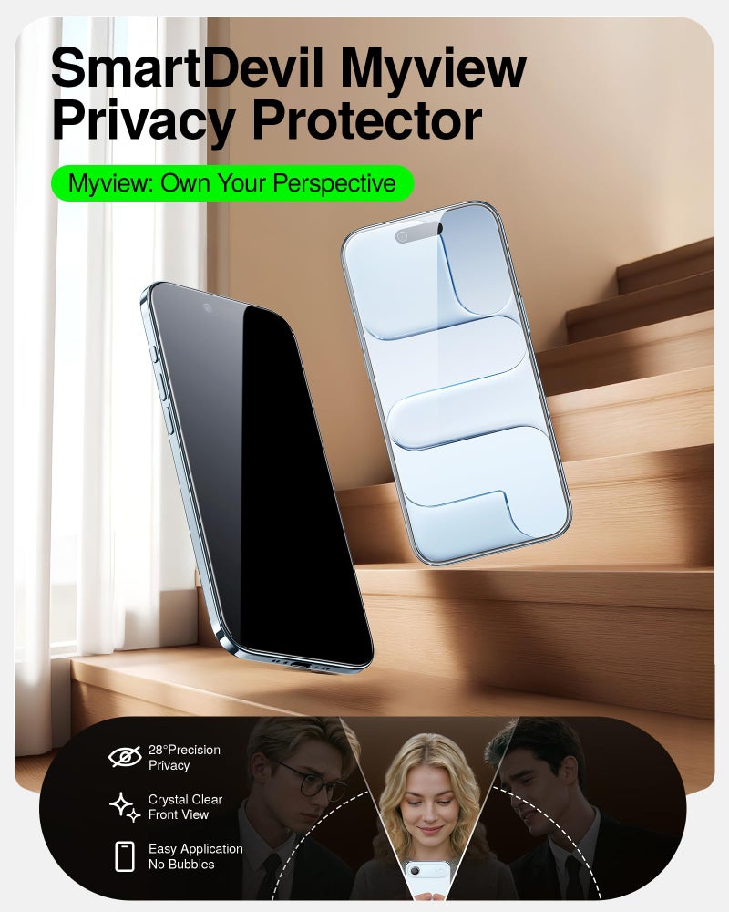 SMARTDEVIL 2 Pack Tempered Glass for iPhone Air Privacy Screen Protector, Military-Grade Shatterproof Protection, 9H Hardness, Anti-Spy Privacy Film, Fast & Easy Installation, Case Friendly Design - Image 2