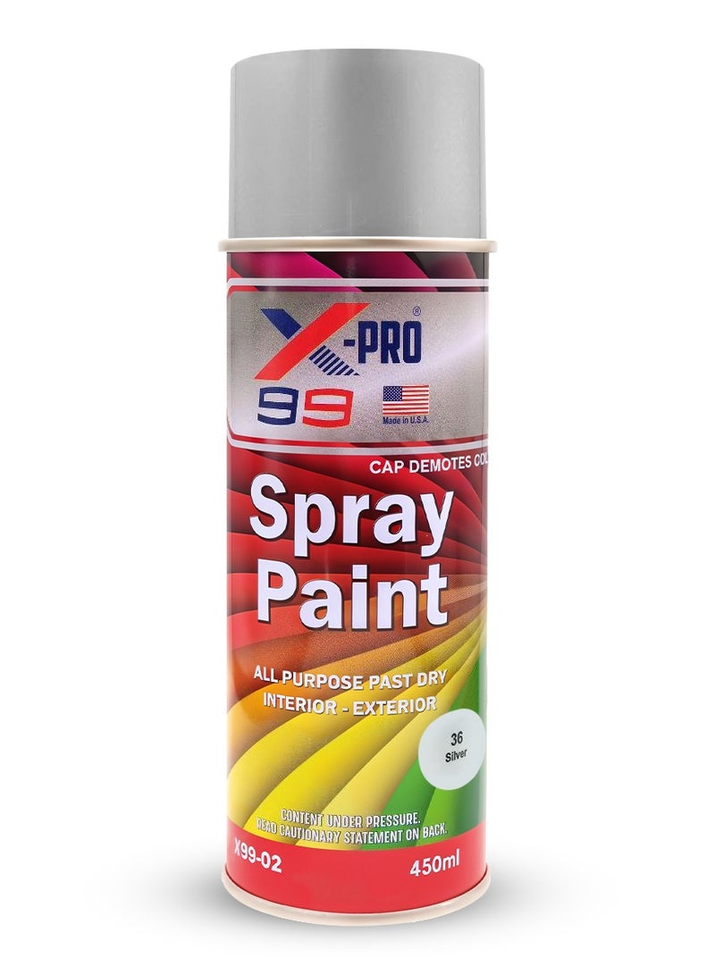 Xpro X-PRO 99 Silver Spray Paint 450ML – Interior & Exterior Use X99-02 - Image 2