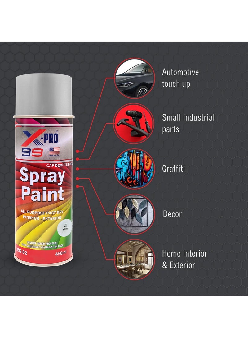 Xpro X-PRO 99 Silver Spray Paint 450ML – Interior & Exterior Use X99-02 - Image 5