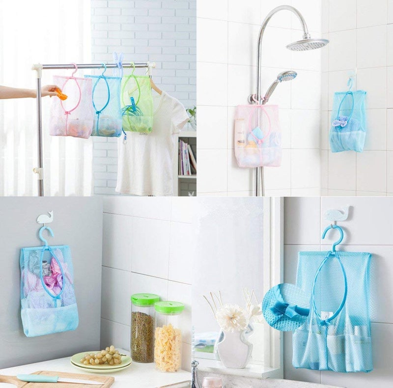 Luvina Multipurpose Clothespin Bag with Hanger,Hanging Storage Mesh Bag for Home Laundry Net Pouch bathroom organizer - Image 5