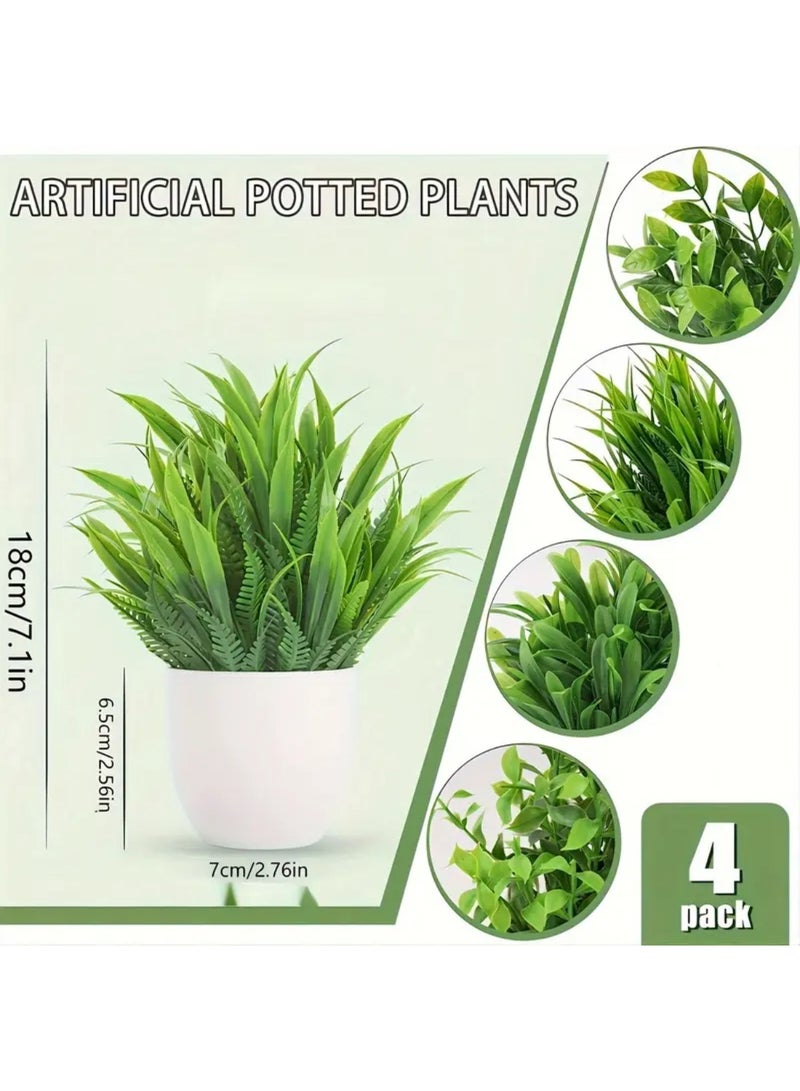 زيد أورا مجموعة من 4 نباتات صناعية صغيرة الحجم للاستخدام الداخلي للمنزل والمكتب والحمام - Image 2
