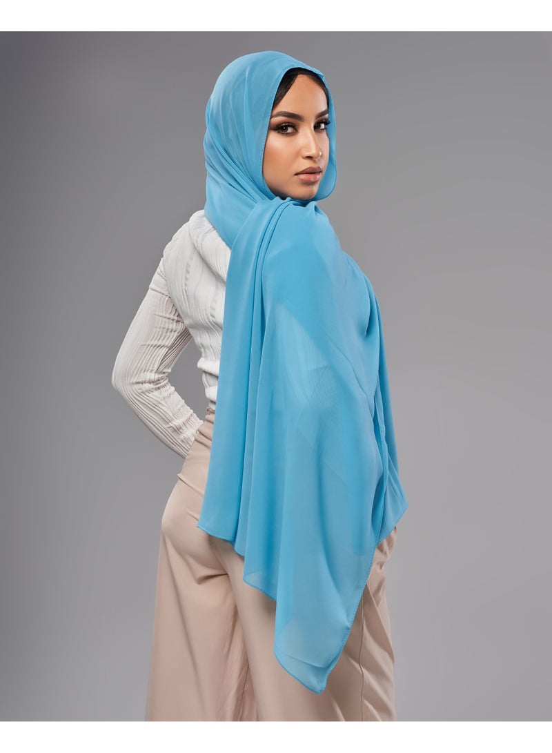 Lavezzi Soft Chiffon Hijab for Women, Solid Color Soft Chiffon Crepe Hijab Scarf – Long Fashion Hijabs Scarves - Muslim Scarf Hijab – Hijab Shawl - Light Blue - Image 4