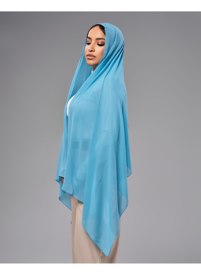Lavezzi Soft Chiffon Hijab for Women, Solid Color Soft Chiffon Crepe Hijab Scarf – Long Fashion Hijabs Scarves - Muslim Scarf Hijab – Hijab Shawl - Light Blue - Image 2