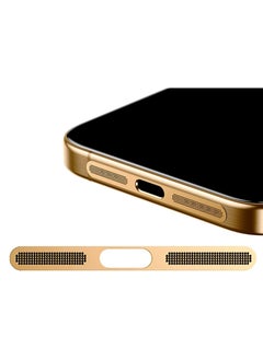 Generic Metal Dust Proof Mesh Sticker for iPhone 14 Built-in Protective Speaker and Charging Port Upgraded Adhesive Anti Dust Sticker for Iphone 14/14 Plus/14 Pro/14 Pro Max Golden  - Image 1