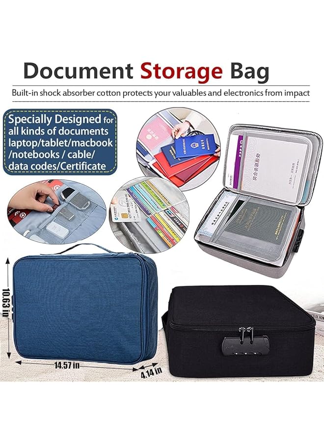 erorex File Organizer Bag Waterproof Oxa4 Size 5 Layer Credential Bag File Pocket With Safe Code Lock Travel Bag With Separators Grey - Image 5
