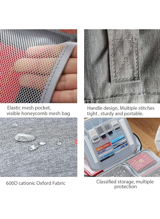 erorex File Organizer Bag Waterproof Oxa4 Size 5 Layer Credential Bag File Pocket With Safe Code Lock Travel Bag With Separators Grey - Image 2