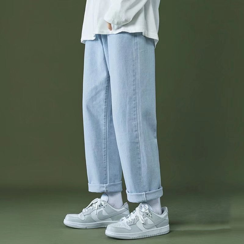 Jeans Mens Spring Autumn and Winter Teenagers New Gray Straight Loose Wide Leg Fashionable Casual Long Pants Y01  - Image 4