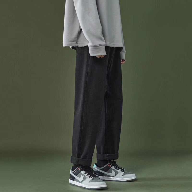 Jeans Mens Spring Autumn and Winter Teenagers New Gray Straight Loose Wide Leg Fashionable Casual Long Pants Y01  - Image 3