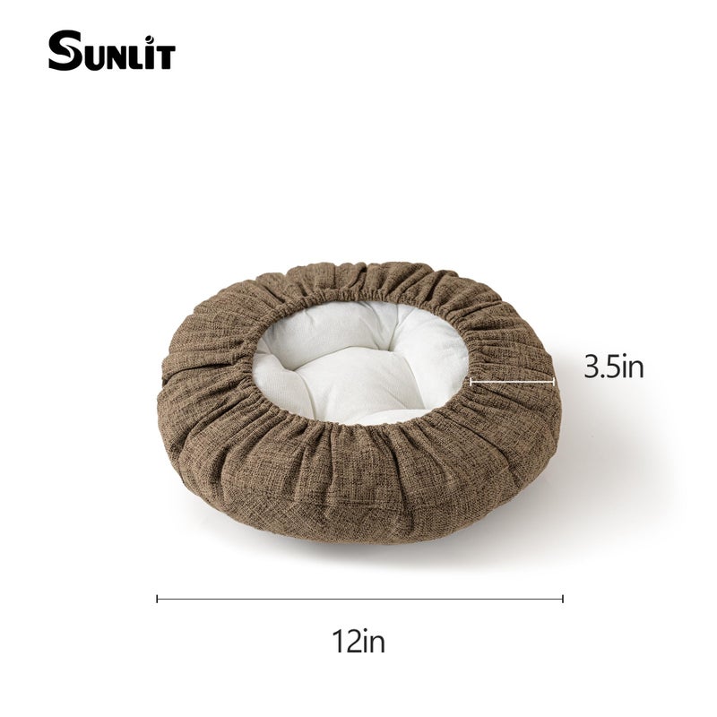 Sunlit Bar Stool Covers - Set of 2 Round Bar Stool Seat Covers, Soft and Cushioned Bar Chair Covers, Easy to Install and Wash, Cover Only, 12 Inch Diameter, Brown - Image 5