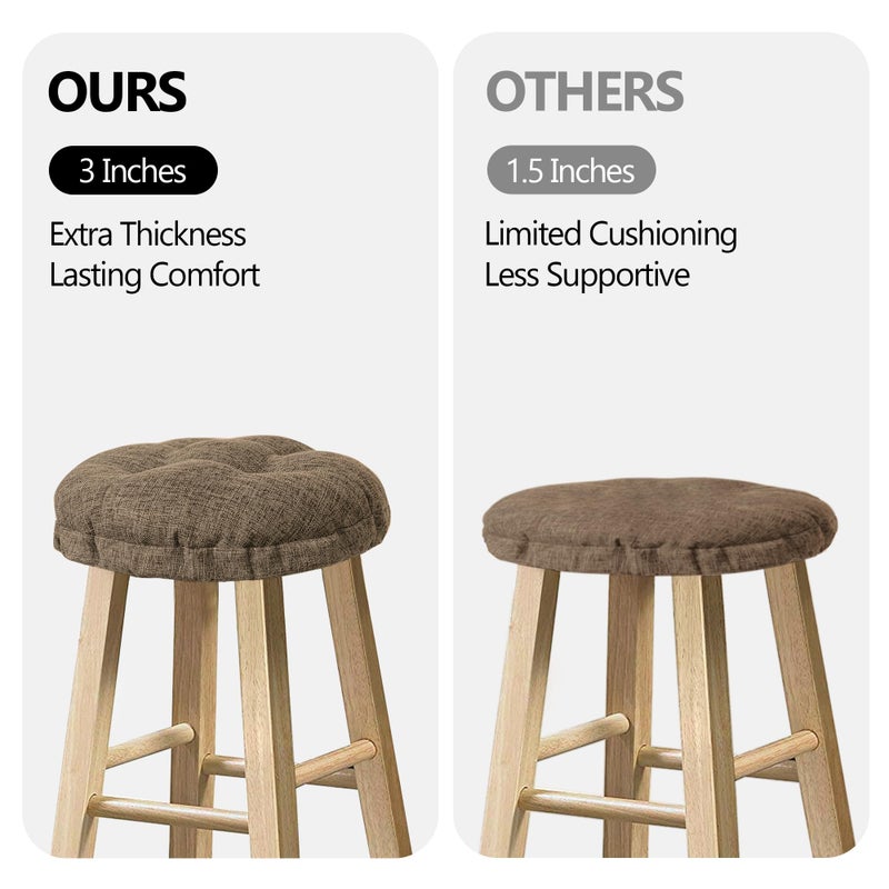 Sunlit Bar Stool Covers - Set of 2 Round Bar Stool Seat Covers, Soft and Cushioned Bar Chair Covers, Easy to Install and Wash, Cover Only, 12 Inch Diameter, Brown - Image 4